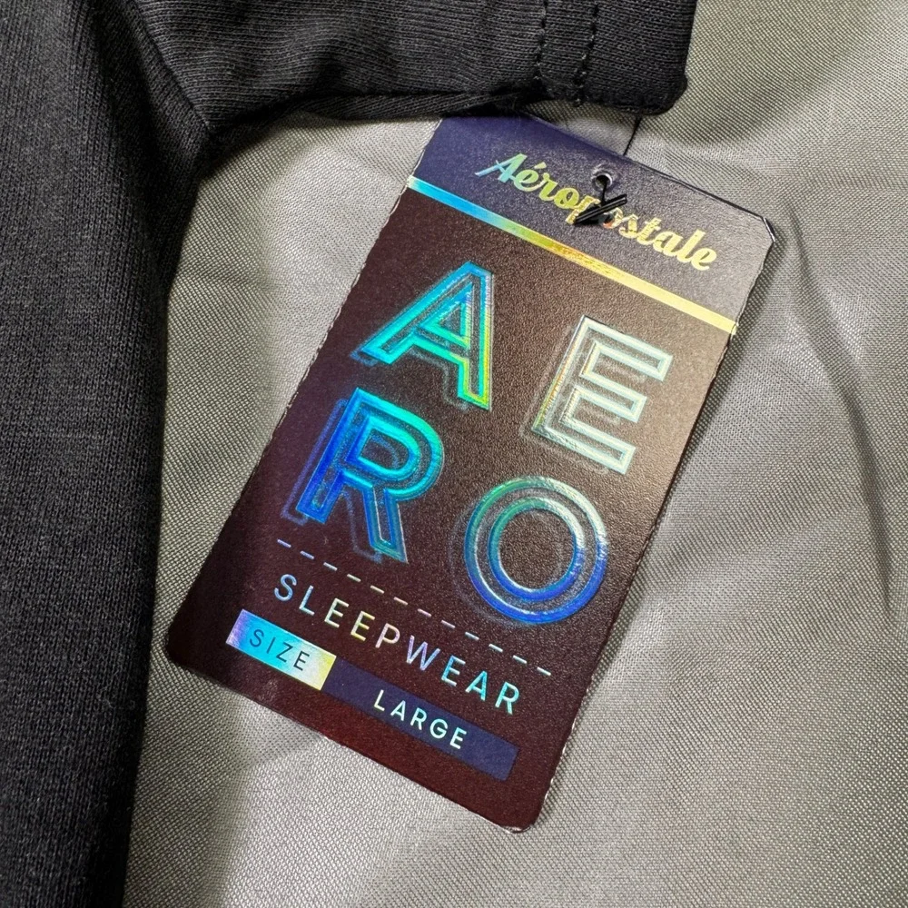 Aeropostale Mens Sleepwear T-Shirt Black Cotton Blend Lounge Top Large NWT
